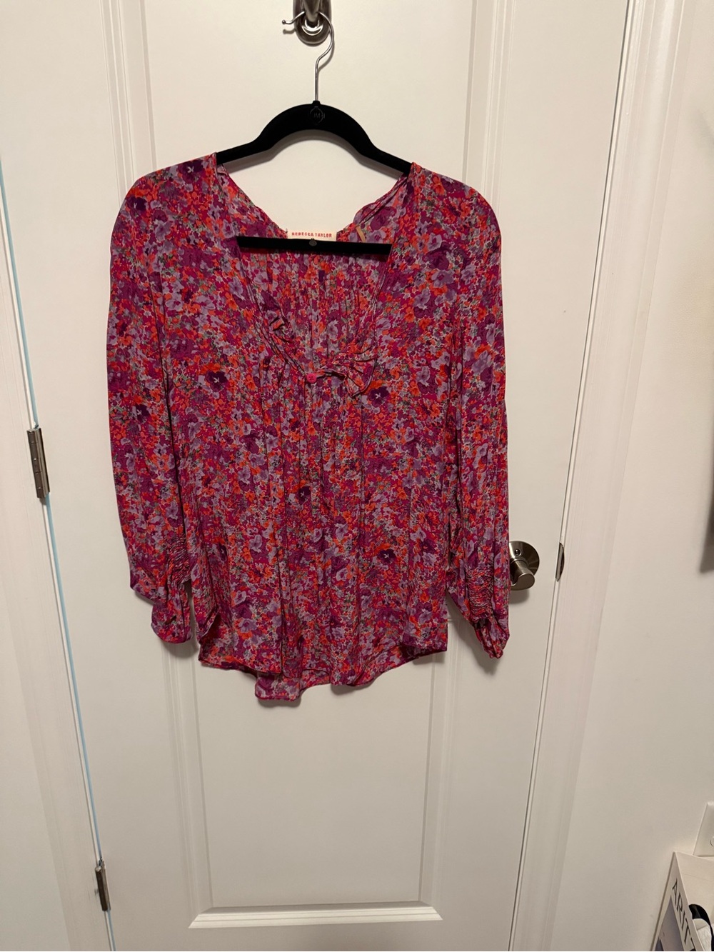 Rebecca Taylor Pink and Purple Floral Blouse